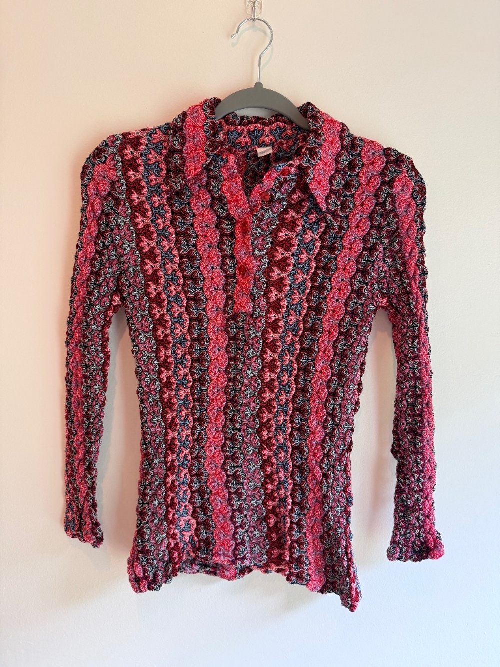 Vintage Long Sleeve 3/4 Button Up Popcorn Top